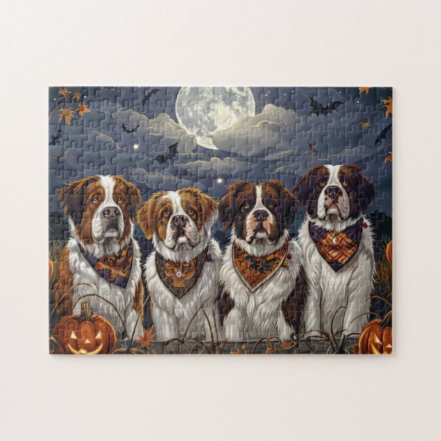 Puzzle Saint Bernard Halloween Éffrayant (Horizontal)
