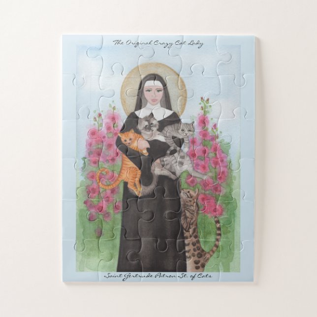 PUZZLE Saint Gertrude Patron St of Cats Ajouter un (Vertical)