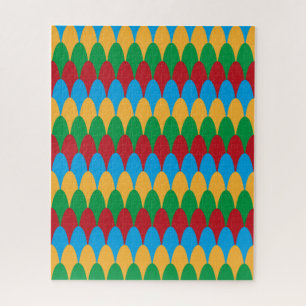 Puzzle Saint-Jacques géométriques jaune bleu vert et roug