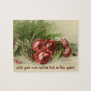 Puzzle Saint-Valentin d'amour vintage, roses rouges cramo