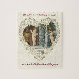 Puzzle Saint-Valentin victorien, anges vintage avec lettr
