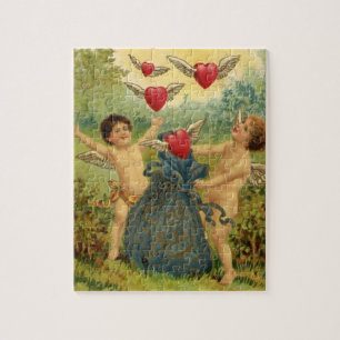 Puzzle Saint-Valentin vintage, cœurs de chérubins victori