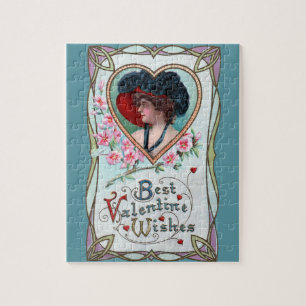 Puzzle Saint Valentin vintage, une femme élégante dans un