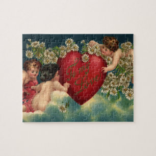 Puzzle Saint-Valentin vintage victorien Chérubins au Para