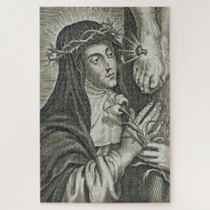 Puzzle Sainte Catherine de Sienne Crucifixion Art Noir Fo
