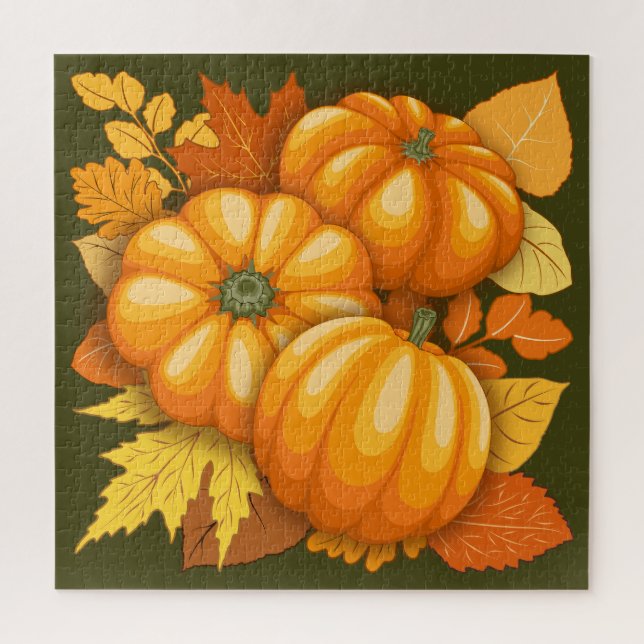 Puzzle Saison d'automne Halloween Citrouille Motif (Vertical)