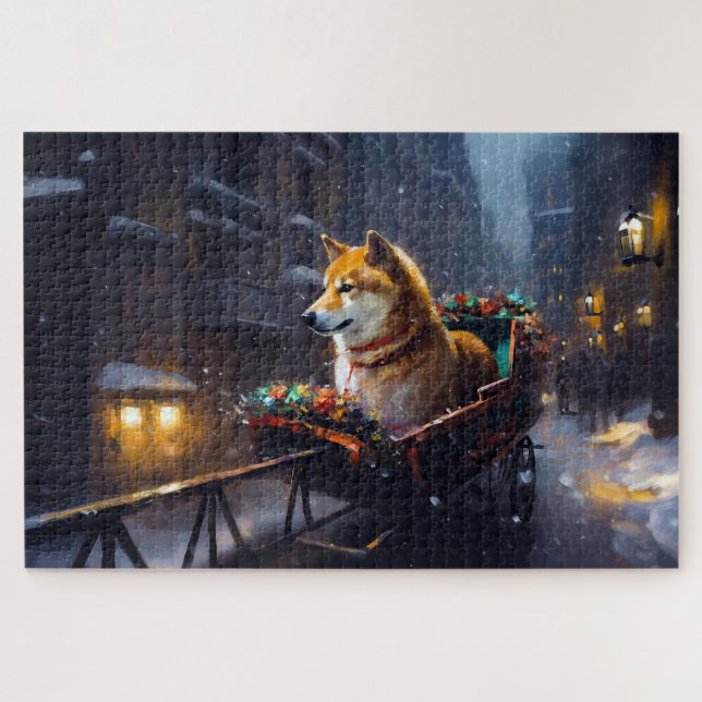 Puzzle Saison de Noël de Shiba Inu (Horizontal)