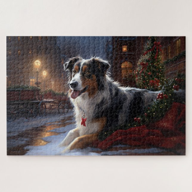 Puzzle Saison de Noël du berger australien (Horizontal)