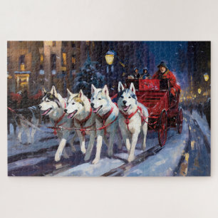 Puzzle Saison de Noël Sibérienne Husky
