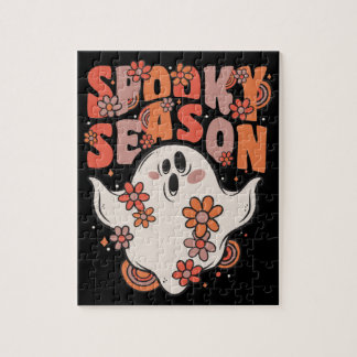 Puzzle Saison éffrayante Fantôme Super Avec Fleurs Vintag