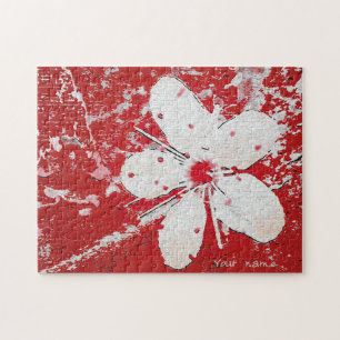 Puzzle Sakura rouge et blanc cerisier fleur asiatique cou