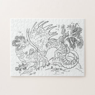 Puzzle Salamandarin Sea Dragon Line Art Couleur de votre 