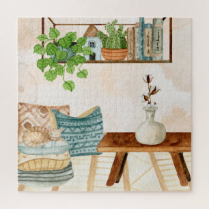Puzzle Salon bohème cosy Art aquarelle