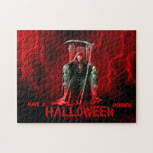 Puzzle Salutation de Halloween de faucheuse (Horizontal)