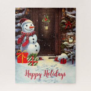 Puzzle Salutation de Noël Snowman Vintage