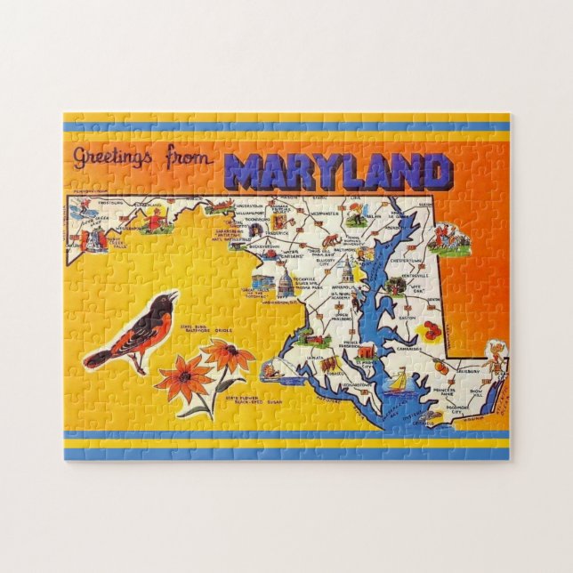 Puzzle Salutation vintage du Maryland (Horizontal)