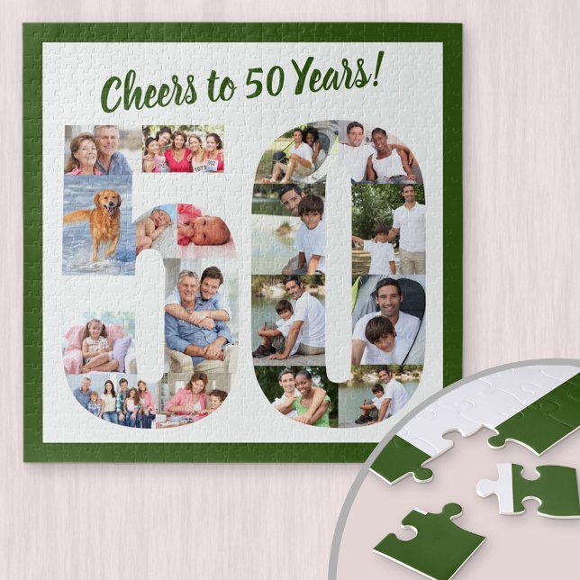 Puzzle Salutations à 50 ans Numéro 50 Photo Collage Carré (Créateur téléchargé)