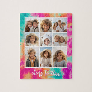 Puzzle Salutations au Nouvel An Cravate-Dye Turquoise les