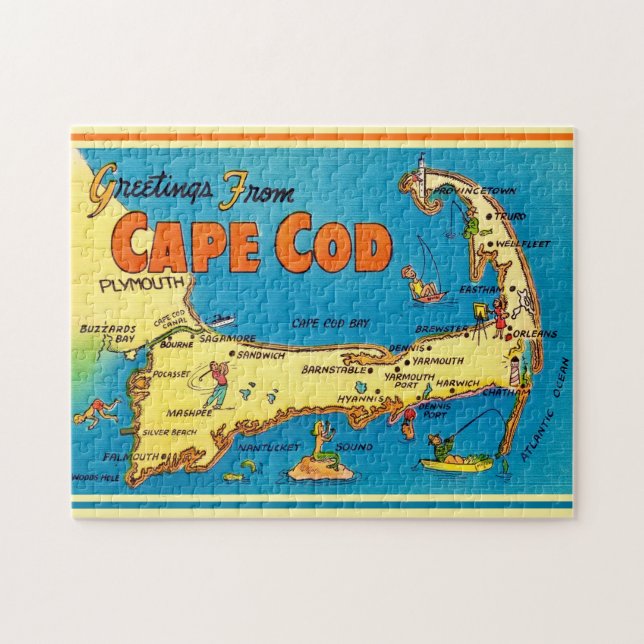 Puzzle Salutations De Cape Cod Map (Horizontal)
