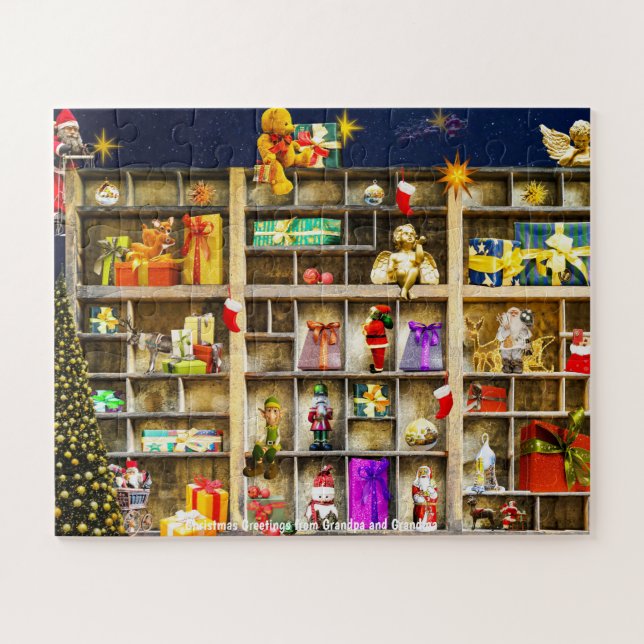 Puzzle Salutations de Noël de grand-père et grand-mère (Horizontal)