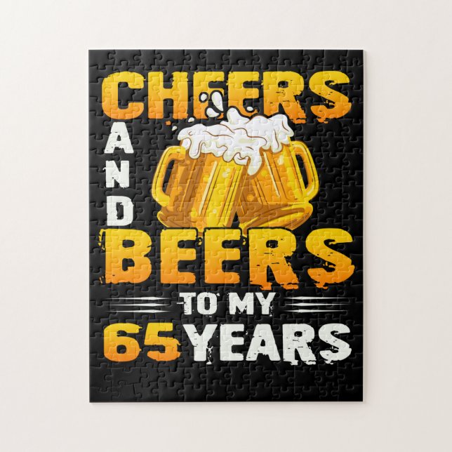Puzzle Salutations Et Bières À Mes 65 Ans 65E Anniversair (Vertical)