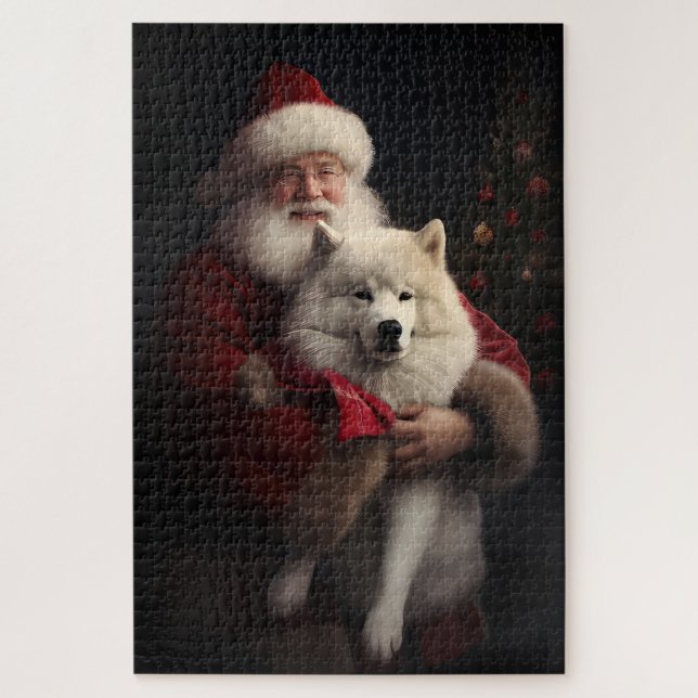 Puzzle Samoyé Avec Noël Festif Du Père Noël (Vertical)