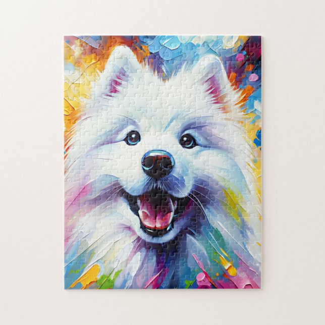 Puzzle Samoyed Dog Acrylique Imprimer Cadeau Amoureux des (Vertical)