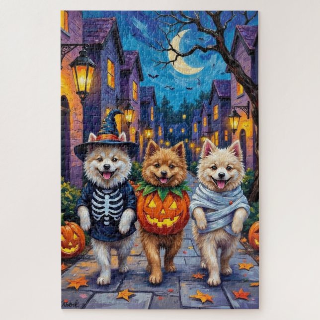 Puzzle Samoyed Dogs Trick-or-Treating Halloween Costumes (Vertical)