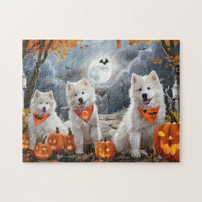 Puzzle Samoyed Halloween Épouvantable (Horizontal)