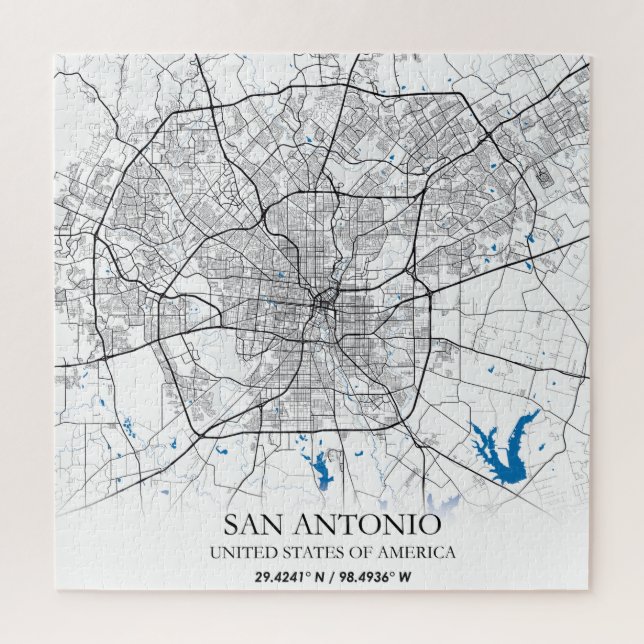 Puzzle San Antonio Texas USA City Travel City Carte (Vertical)