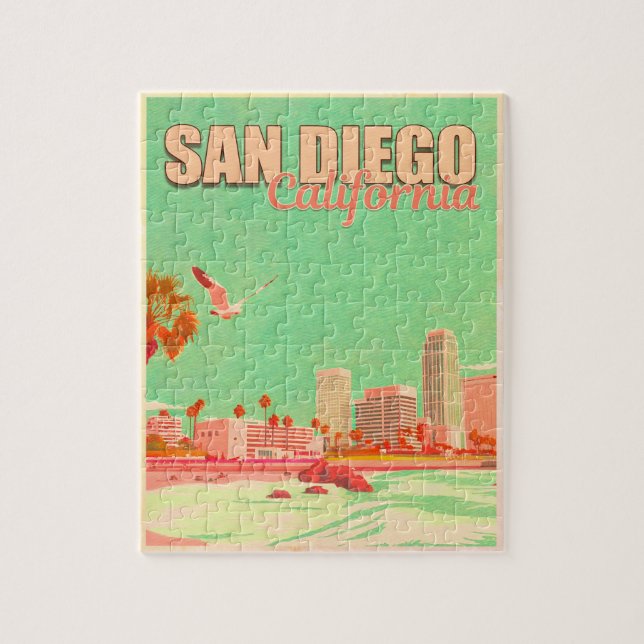 Puzzle San Diego California Downtown Souvenirs 1950 (Vertical)