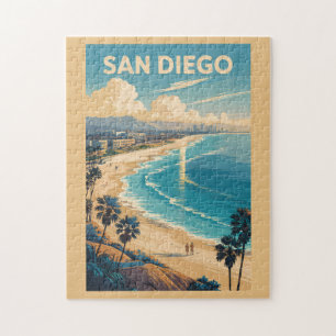 Puzzle San Diego California Skyline Travel Art Vintage