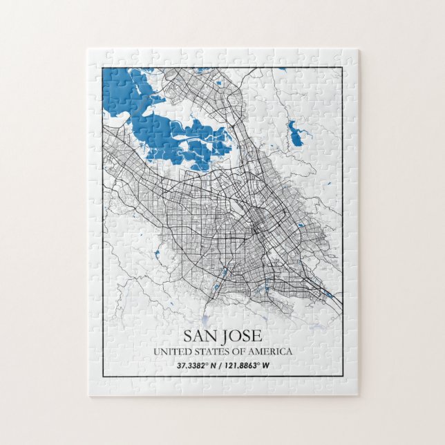 Puzzle San Jose California USA Travel City Carte (Vertical)