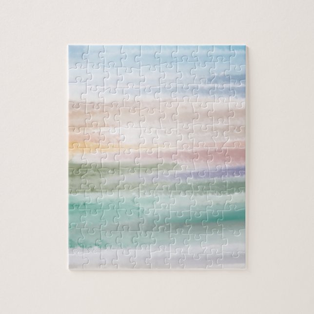 Puzzle Sandy Beach Ocean Waves Coucher de soleil Couleur  (Vertical)