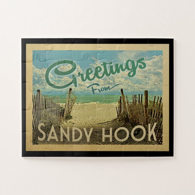 Puzzle Sandy Hook Beach Vintage voyage (Horizontal)