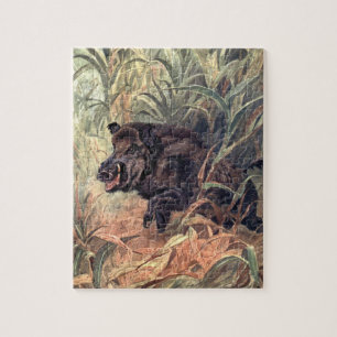 Puzzle Sanglier indien sauvage vintage par Winifred Auste