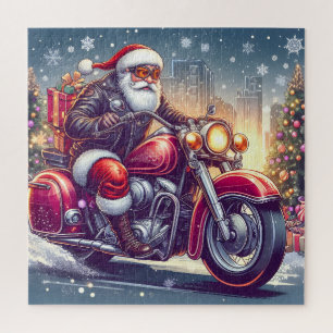 Puzzle Santa Claus en mode motard