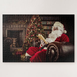 Puzzle Santa Claus Lecture En Bibliothèque Fêtes de Noël