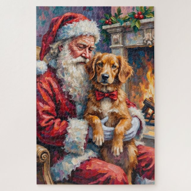 Puzzle Santa Claus Nova Scotia Duck Tolling Retriever  (Vertical)