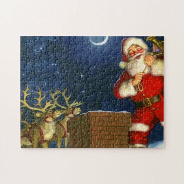 Puzzle Santa Claus on the roof (Horizontal)