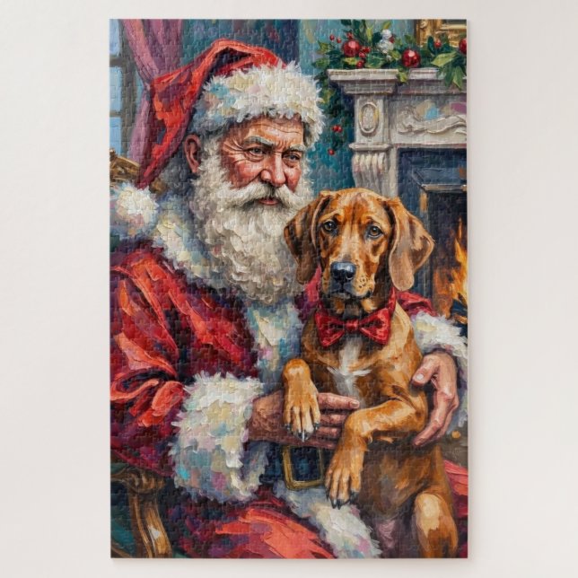 Puzzle Santa Claus Rhodesian Ridgeback Christmas Art (Vertical)