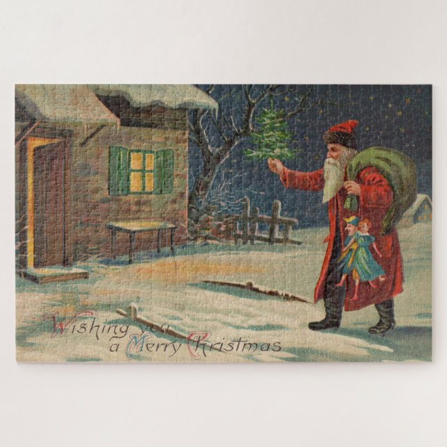 Puzzle Santa Claus victorien vous souhaite un joyeux Noël (Horizontal)