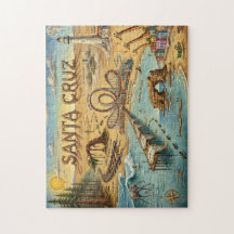 Santa Cruz Pop Art Map – Bold Coastal Landmark