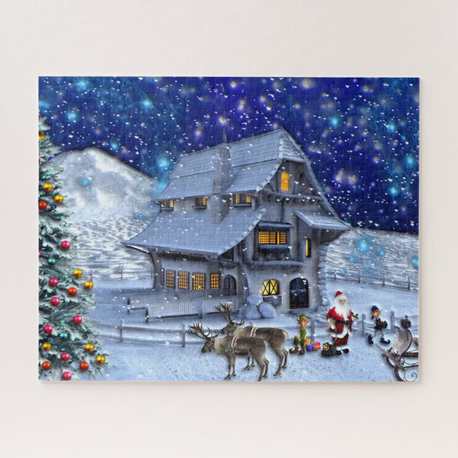 Puzzle Santa Rudolph Elf with Sled (Horizontal)