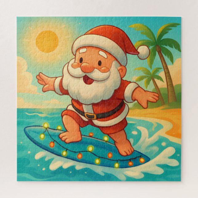 Puzzle Santa's Summer Surf Adventure (Vertical)
