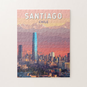Puzzle Santiago Chili Illustration Voyage Art Vintage