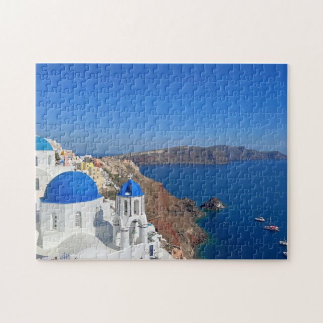 Puzzle Santorin Grèce Bleu Domed Church photo (Horizontal)