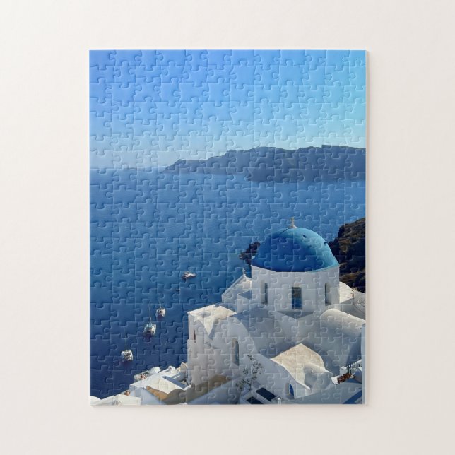 Puzzle Santorin Grèce Bleu Domed Church photo (Vertical)
