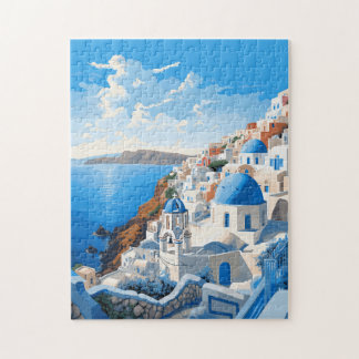 Puzzle Santorin Grèce Iconic Island Travel Art Vintage
