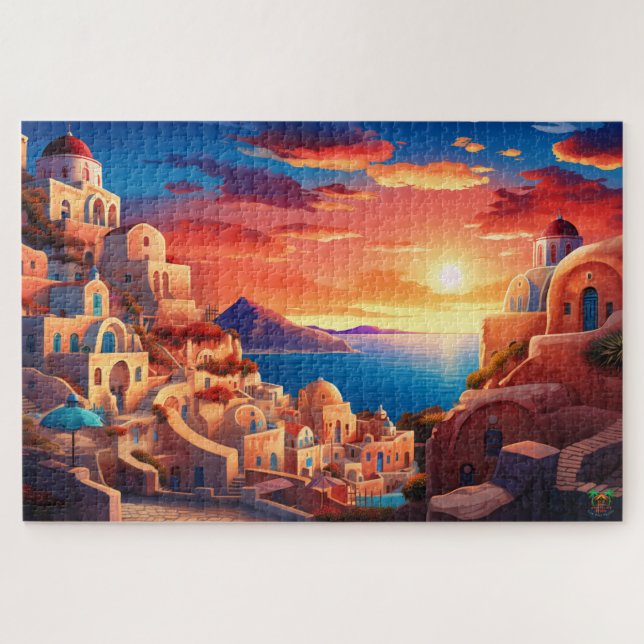 Puzzle 🌅 Santorin Sunset Serenity (Horizontal)